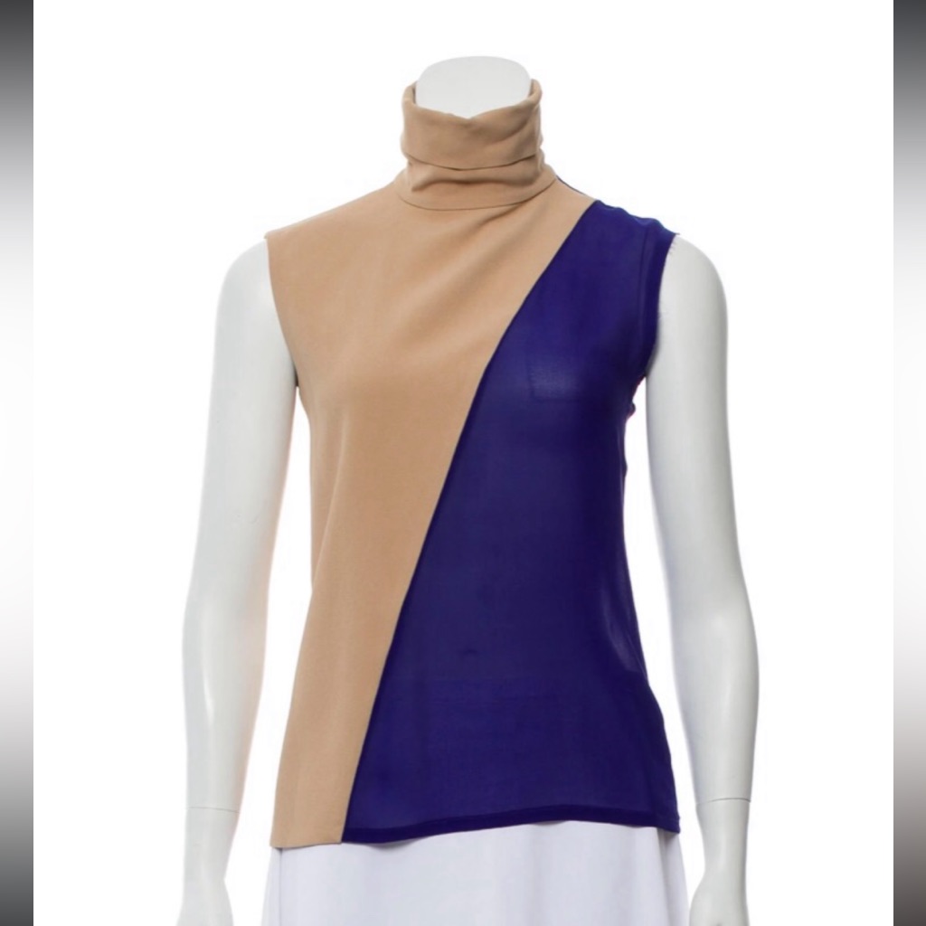 Celine Sleeveless Turtleneck Blouse Top 36 S